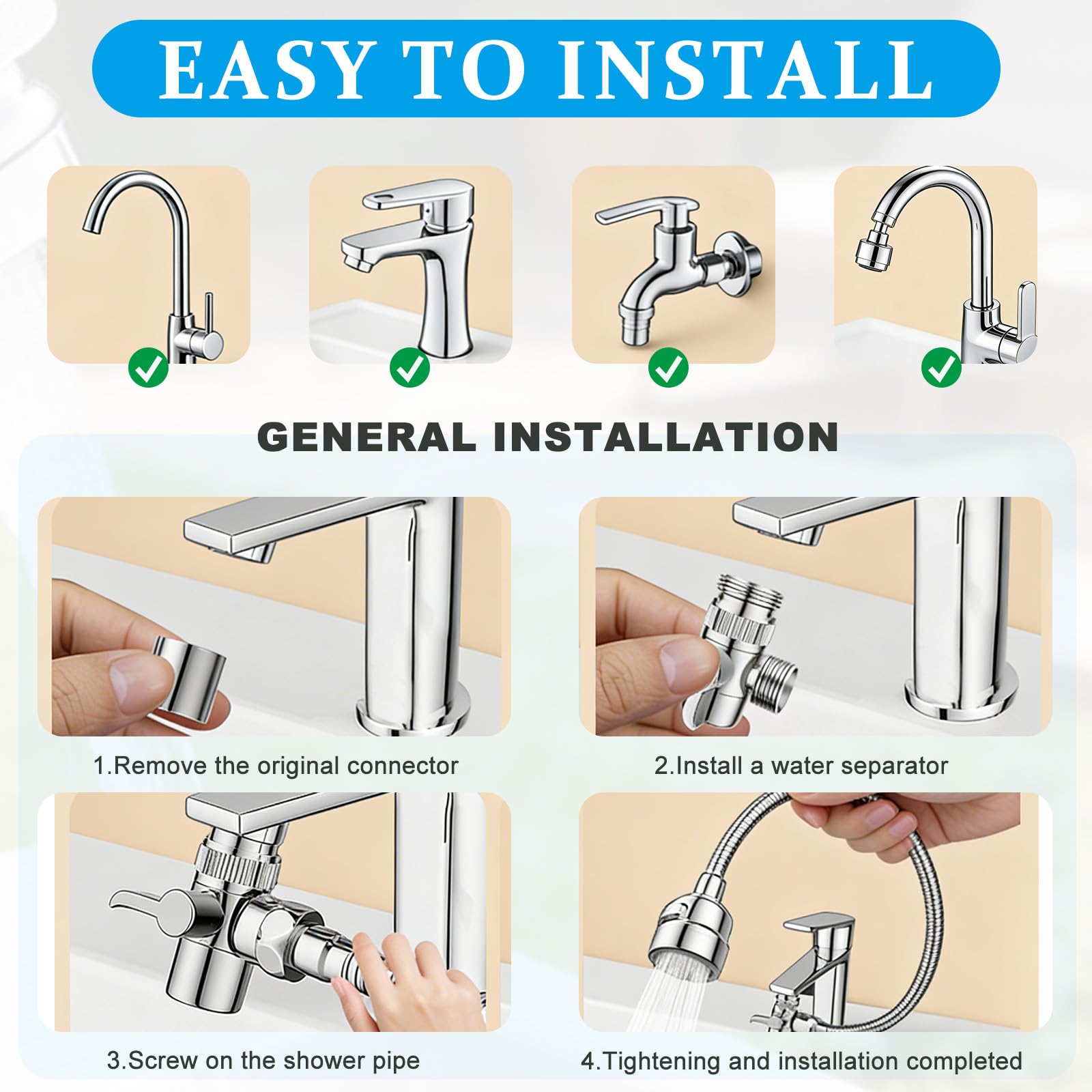Prolunga Rubinetto Cucina, Aeratore Rubinetto Bagno, Ugello Per Rubinetto, Rotazione A 360 Gradi, Tubo Direzionale Lungo 35 Cm + Distributore + Adattatore