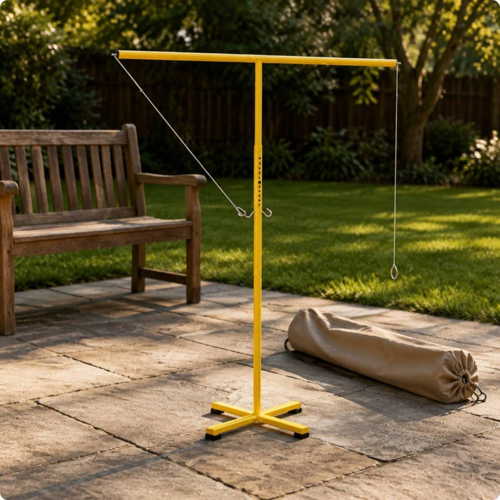 Outdoor Ringwurfspiel Metallischer Wurfrahmen Ringziel Ständer Spielrahmen Zerlegbar Einfach zu Tragen Distanzvariabel Steckverbindung für Kinder Erwachsene Garten Veranstaltungen