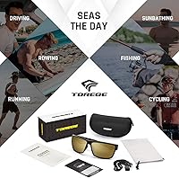 Vista 43 de TOREGE - Lentes de sol polarizados deportivos para hombres y mujeres, para ciclismo, correr, golf, pesca, TR26 Marco negro y lente plateado cobre