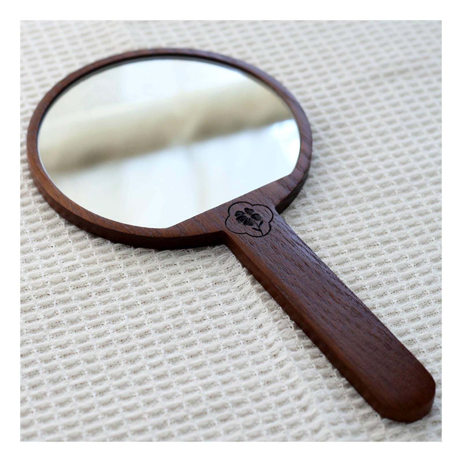 SDCFFC Natural Wooden Vanity Makeup Mirror, Portable Hand Vanity Mirror, for Travel