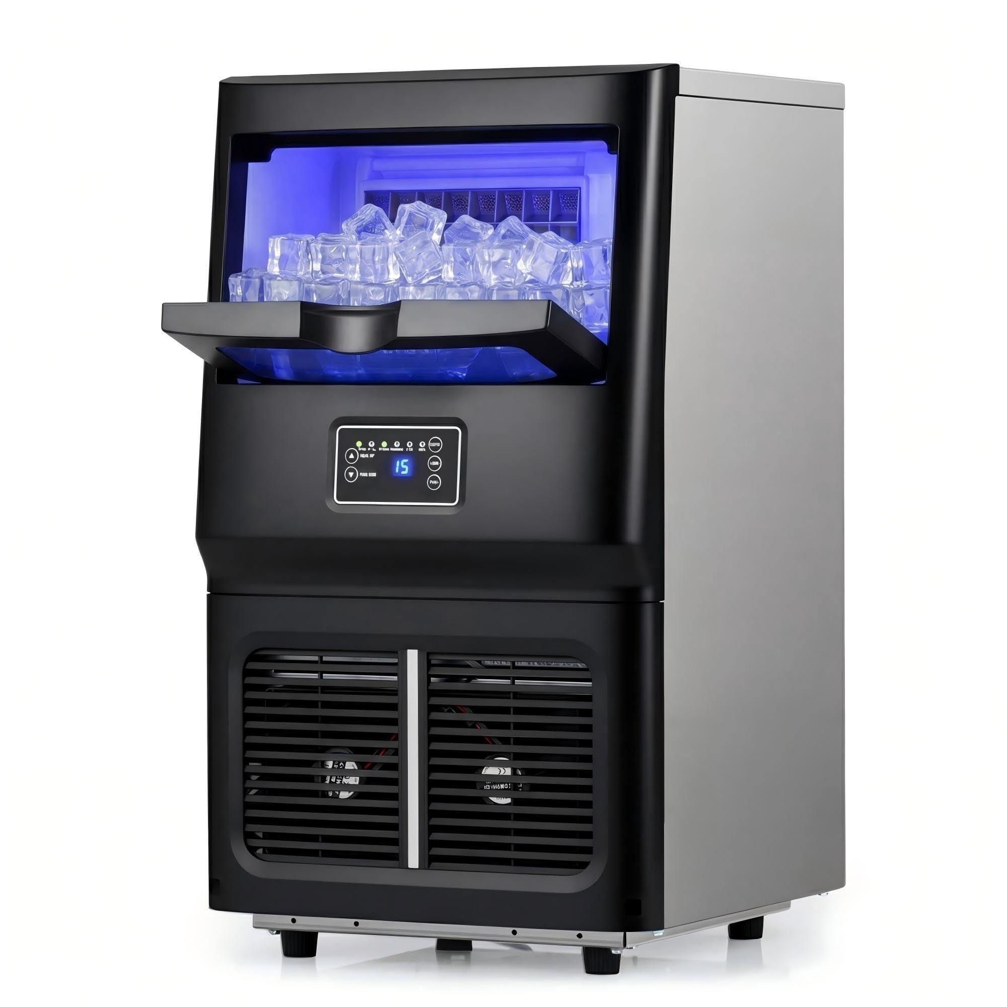 GIANTEX Macchina per Ghiaccio Professionale, Macchina Ghiaccio a Alta Efficienza, 25-30 kg in 24H, con Display Digitale, Timer e Autopulizia, Cubetti di Ghiaccio Trasparenti, per Uso Casa, Ufficio