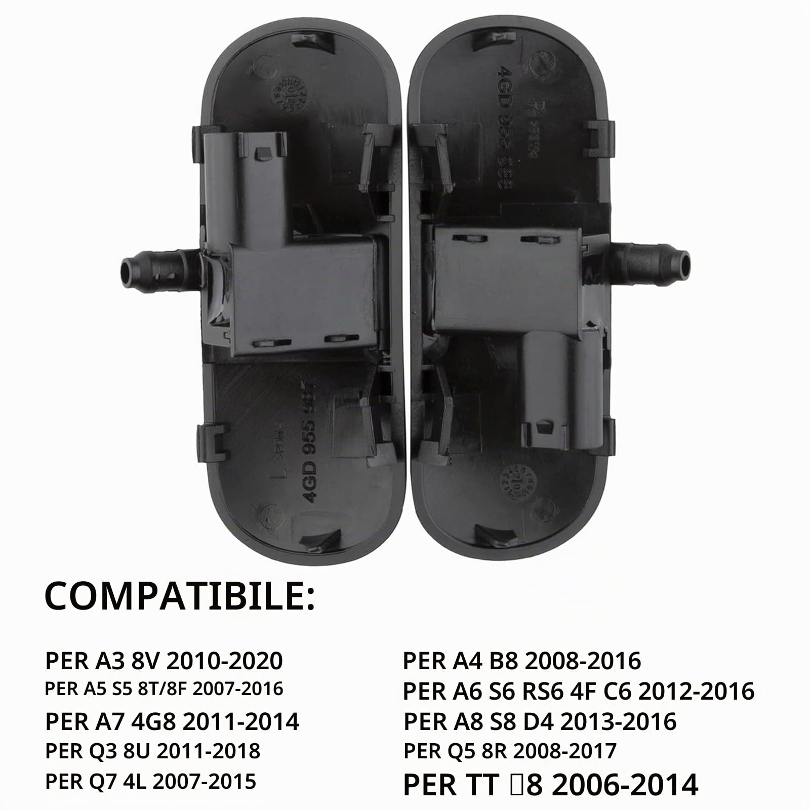 Ugello a spruzzo per parabrezza, riscaldato, per A3, A4, A5, A6, A7, A8, Q3, Q5, Q7, TT, 4GD955987, lato sinistro e destro