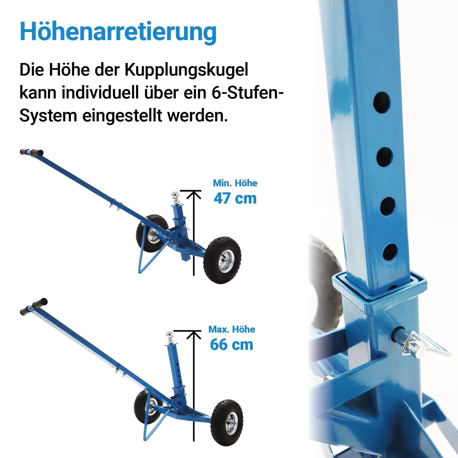 Bituxx Rangierhilfe Mover für Anhänger Trailer Hänger Rangierwagen Wohnwagen mit Kugelkupplung & Höhenverstellung einfaches Rangieren bis 270Kg