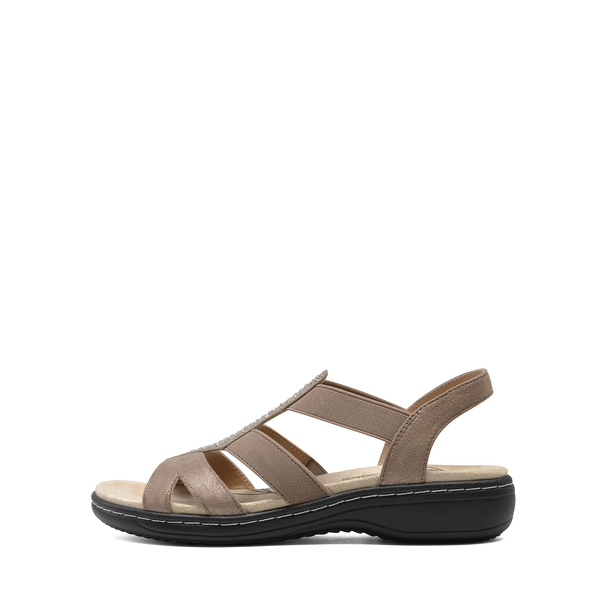 DREAM PAIRS Damskie wygodne wsparcie łuku eleganckie płaskie sandały elastyczne buty do chodzenia z odkrytymi palcami na lato