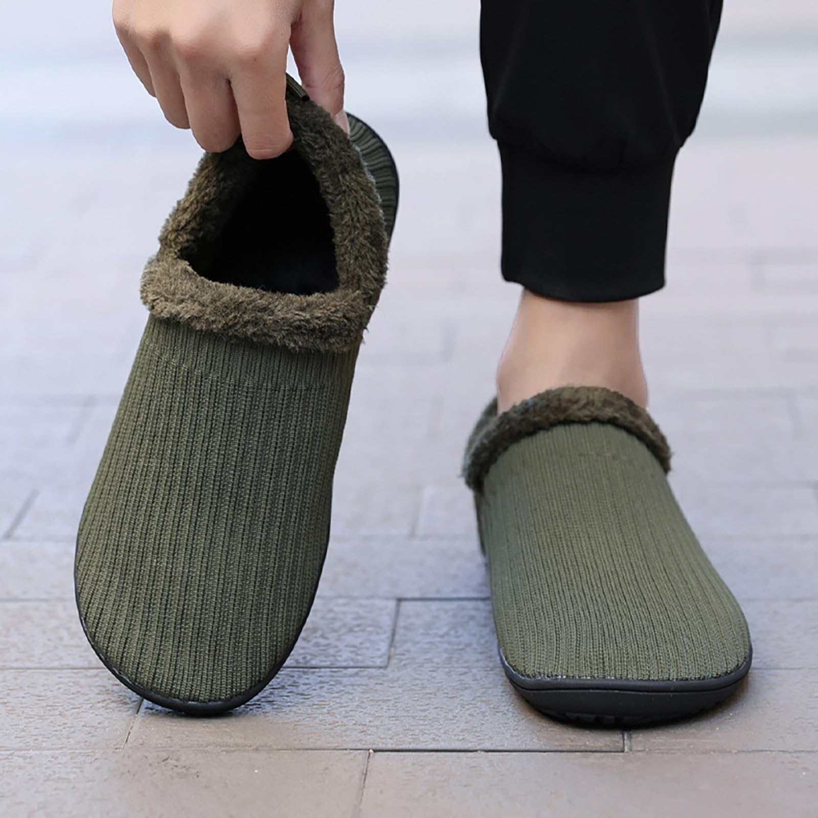 Zapatillas de estar por casa para mujer, sencillas, de un solo color, suelas suaves, antideslizantes, de algodón, de felpa, cómodas y transpirables, antideslizantes, para interiores y exteriores