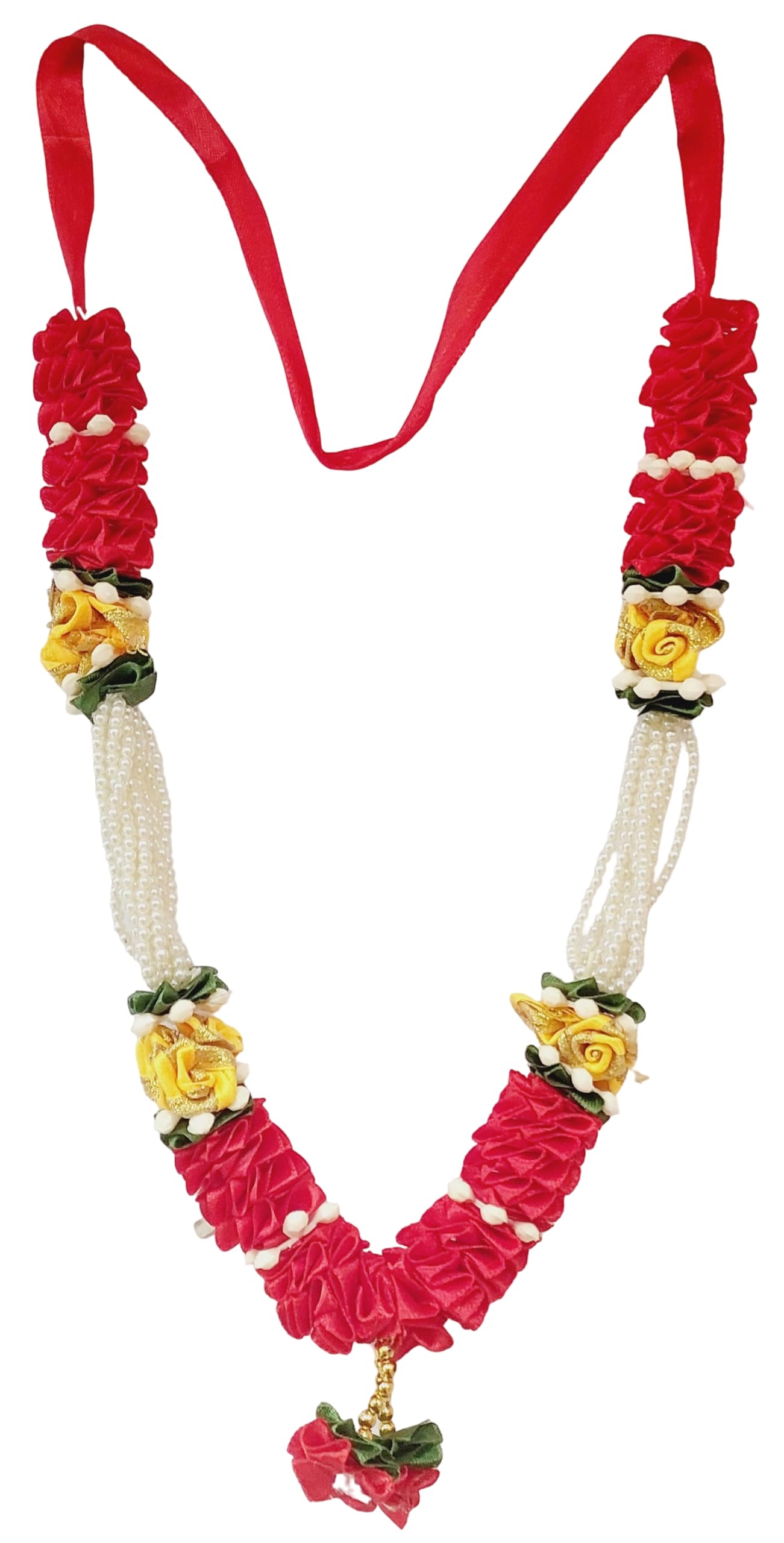 Red Yellow Ribbon Mala - Photo Frame Garland -9