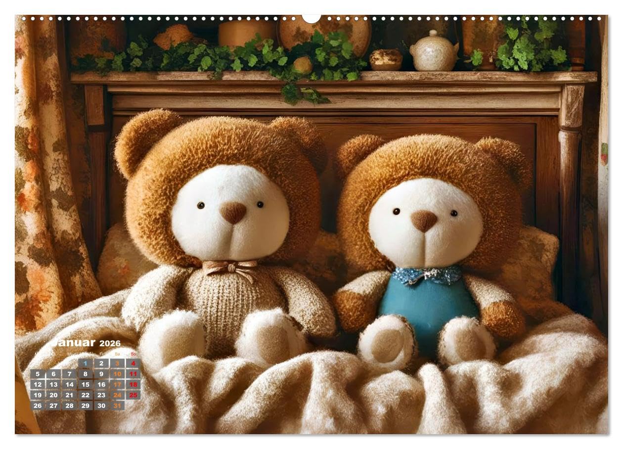 Kuscheliges & Knuddeliges (hochwertiger Premium Wandkalender 2026 DIN A2 quer), Kunstdruck in Hochglanz: Kuschel dich glücklich - mit Liebe gemacht. (CALVENDO Gesundheit)