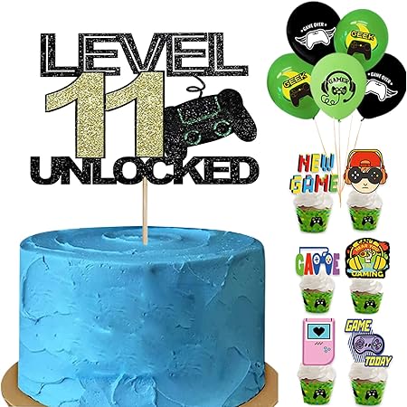 Coole Gaming-Kuchen Deko Für 11. Geburtstag - Level 11 Cake Topper Mit Videospiel-Motiv