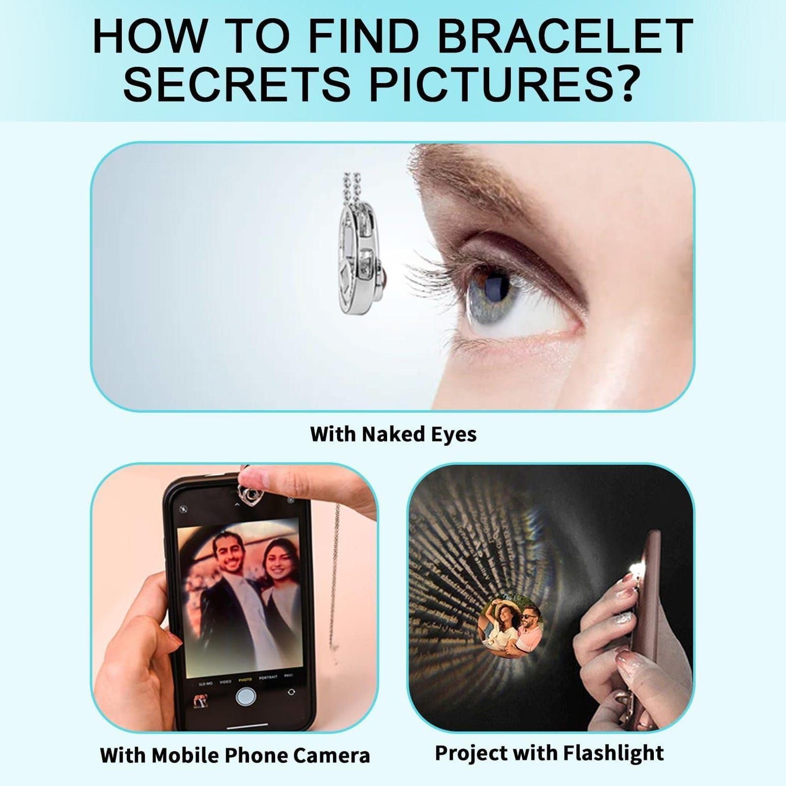 Rotondo perlina proiezione foto collana argento sterling 925 Projection gioielli per le donne Immagine personalizzata Compleanno fatto a mano personalizzato