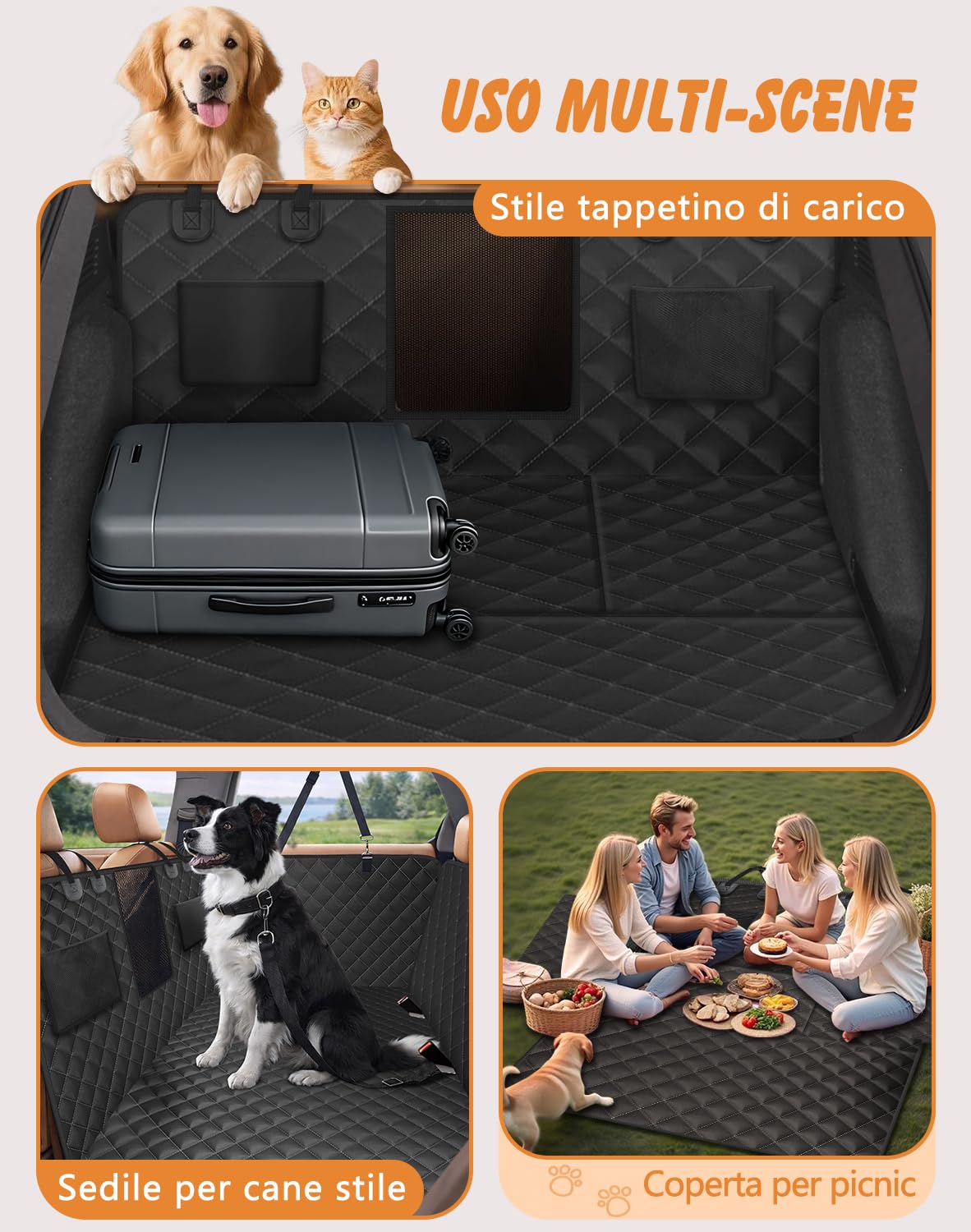 Alfheim Estensore per sedile posteriore per cani, può contenere 180 kg, coprisedile posteriore impermeabile per cani con fondo rigido, materiale aggiornato letto da viaggio per amaca resistente ai