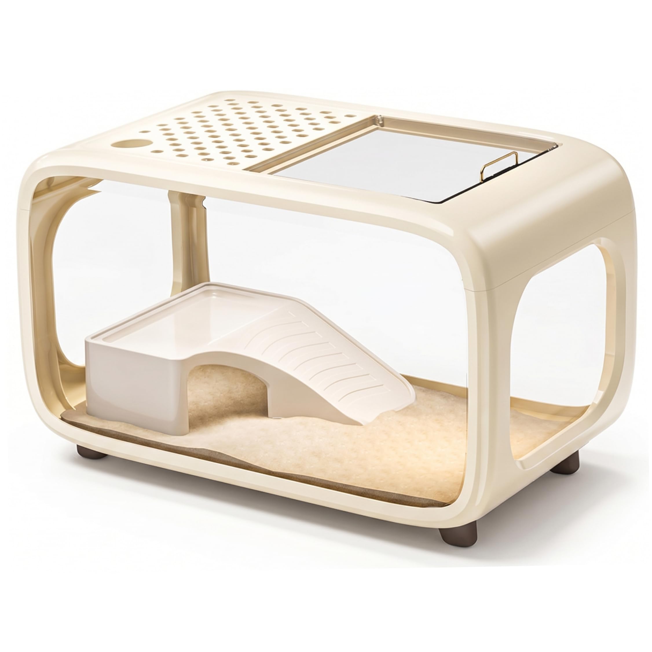 pecera pequeña, pecera pequeña con Tapa y Orificio de alimentación, Acuario de Escritorio Betta con Marco para Escalar (Blanco Leche)