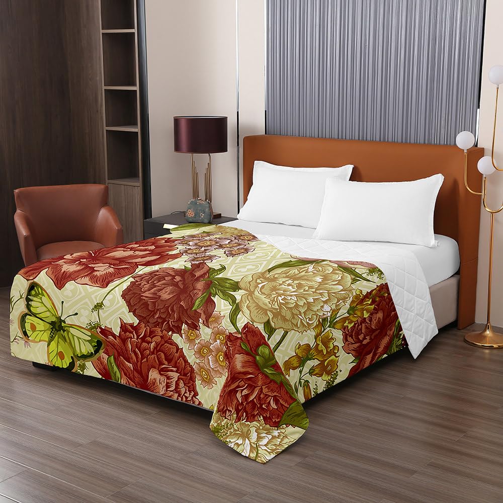 Trapuntino Copriletto Matrimoniale 220x240cm Con 2 Federe – Fiore Blu, Primavera/Estate | Morbido, Traspirante, Facile Da Lavare - 2