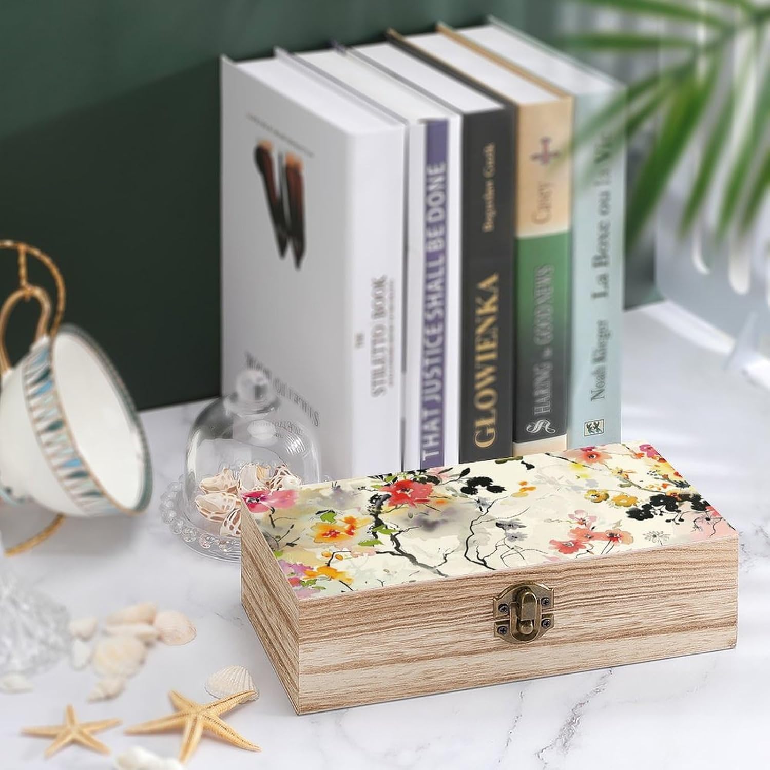 Intricate Floral Pattern Keepsake Box Wooden Storage Box with Lid image 4