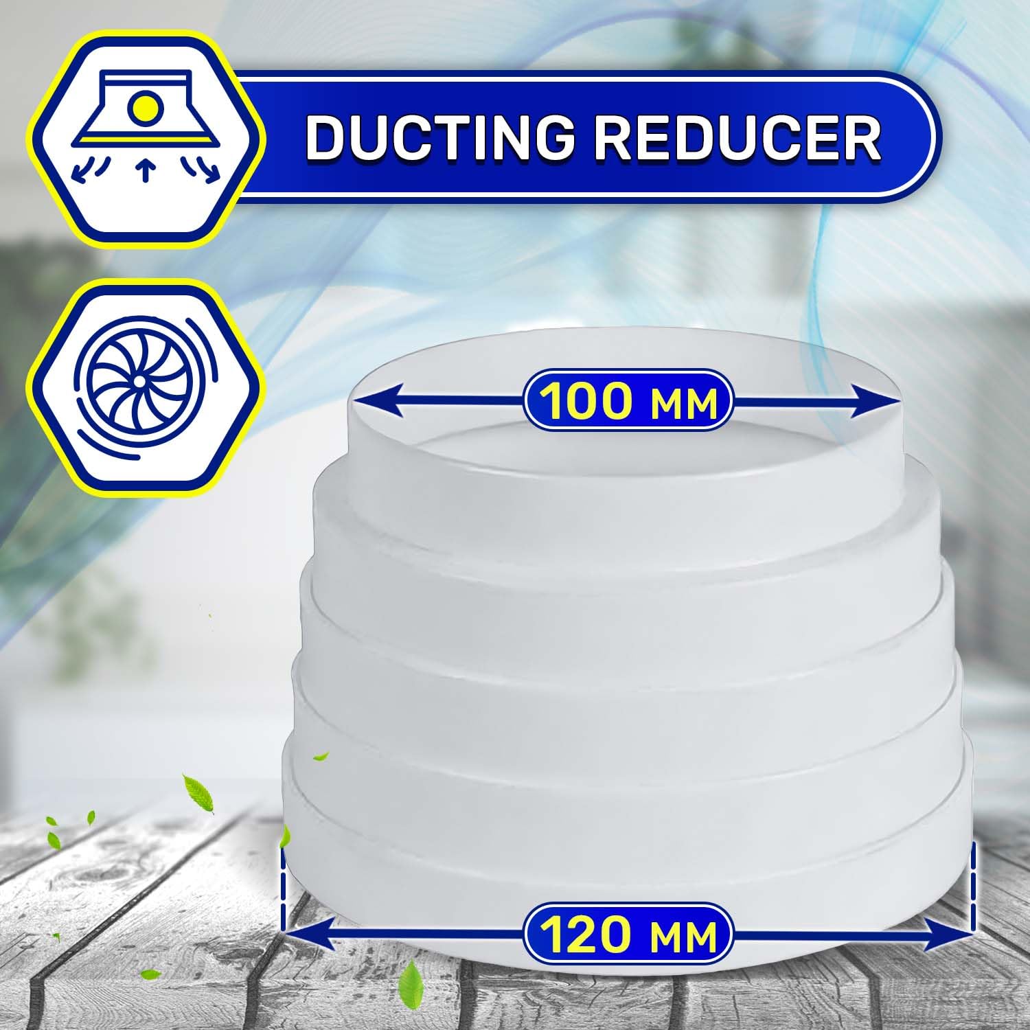 Ducting Reducer PVC diameter 125 mm diameter 100 mm for Connecting Air Ducts - Made in Spain - Warranty 10 Years - MONTERAL - Image 2