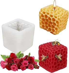 Moule à Bougie Silicone En Forme De Nid D'abeille – 3D, 3.8x8.9x6.5 Cm – Pour Cire, Résine, Savon, Décoration