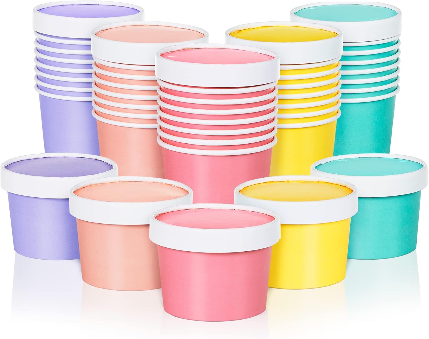MATICAN Paper Ice Cream Cups with Lids, 40-Pack 9-Oz Soup Cups with Lids, Disposable Ice Cream Containers, 9-Ounce, 5 Pastel