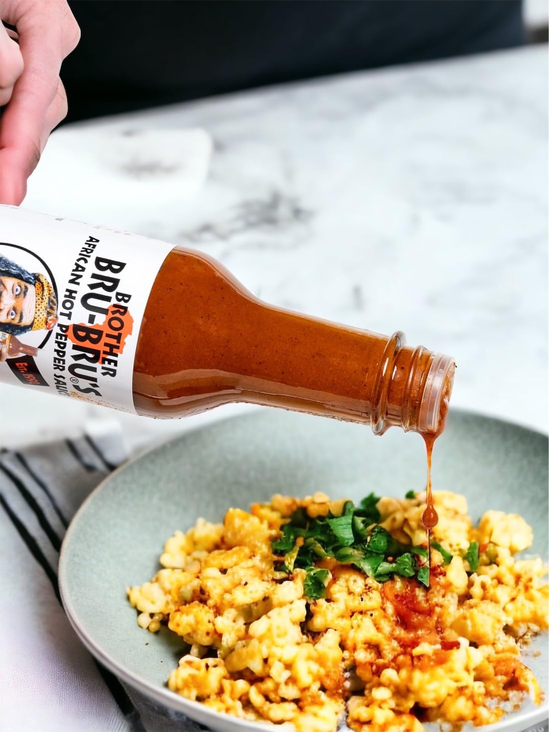 Brother Bru-Bru's African Hot Sauce - No Salt, No Sugar, Vegan - Habanero & African Spices - 5 oz (Pack of 3)