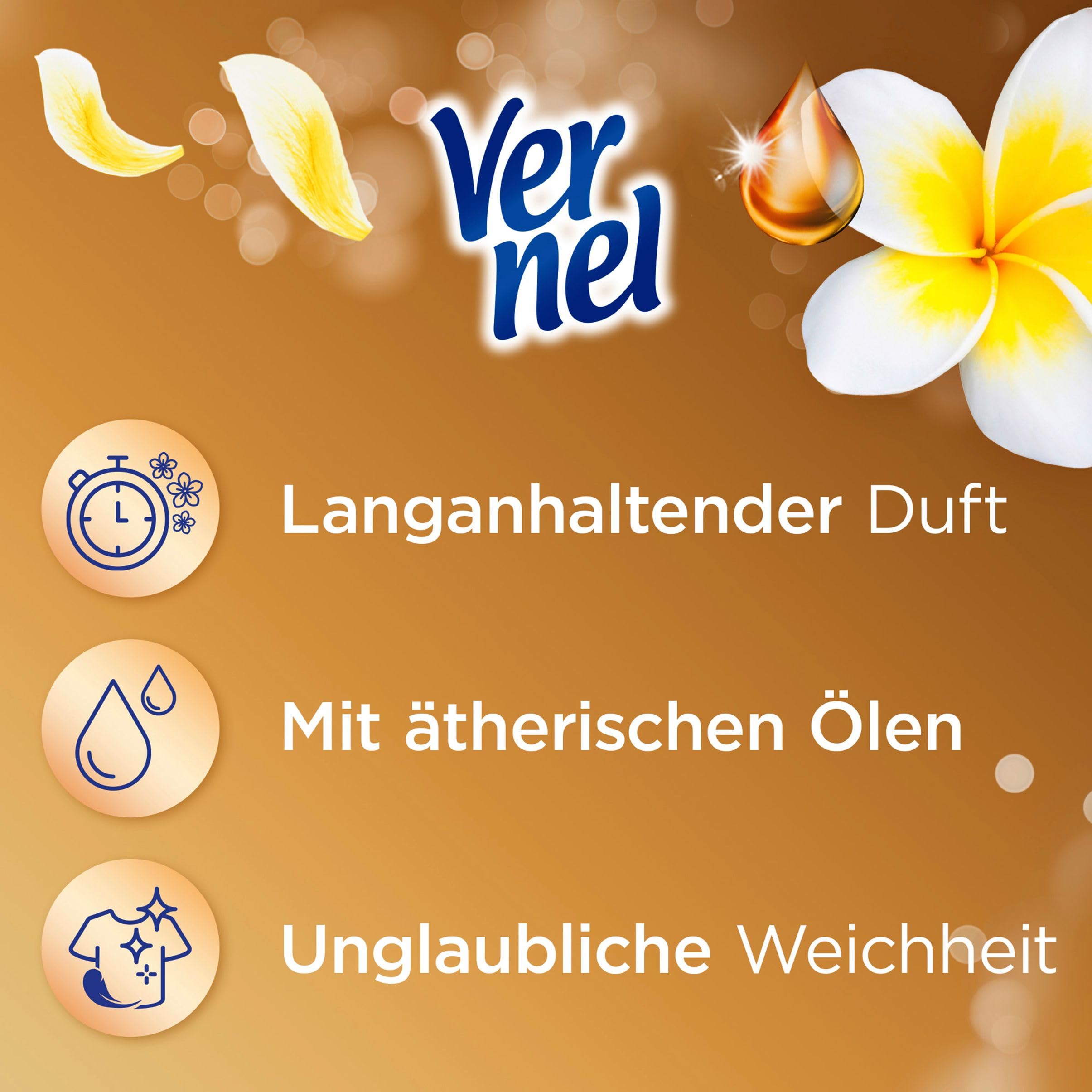 Vernel Aromatherapie Sinnliche Frangipani Weichspüler, 384 (12 x 32) Waschladungen, langanhaltender Wäscheduft mit ätherischen Ölen für 24/7 Frische, recycelbare Flasche