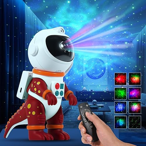 Miniatura 8 de LOVME Luz nocturna de proyección de estrellas de galaxia, proyector espacial de astronauta dinosaurio con 8 modos de efectos de nebulosa estrellada,