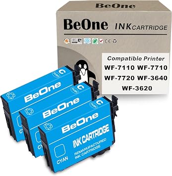 BeOne Remanufactured Ink Cartridge Replacement for Workforce WF-3620 WF-3630 WF-3640 WF-7110 WF-7210 WF-7610 WF-7620 WF-7710 Printer 3 Cyan
