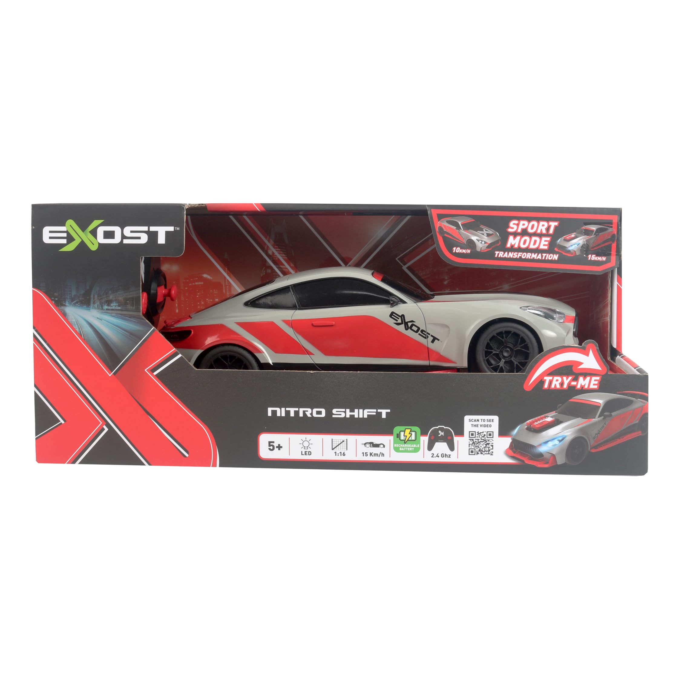 Exost Nitro Shift – transformowalny zdalnie sterowany samochód skala 1:16 – prędkość 15 km/h – zasięg 25 m – akumulator do ponownego ładowania – zabawka dla dzieci od 5 lat