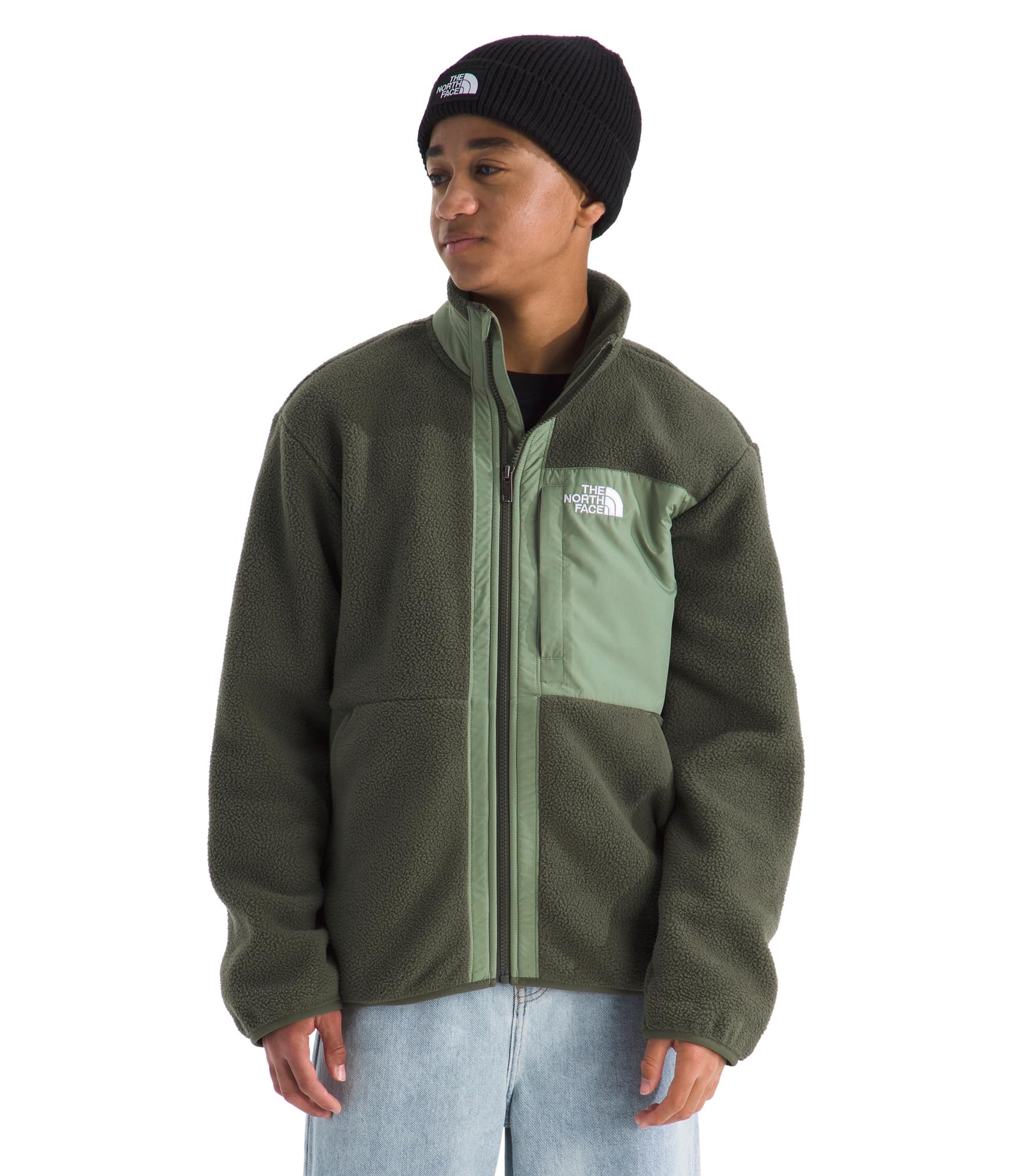 The North Face Boys' Yumiori Full Zip Jacket | Lightweight Fleece Coat, Embroidered Logo & Secure Zip Chest Pocket