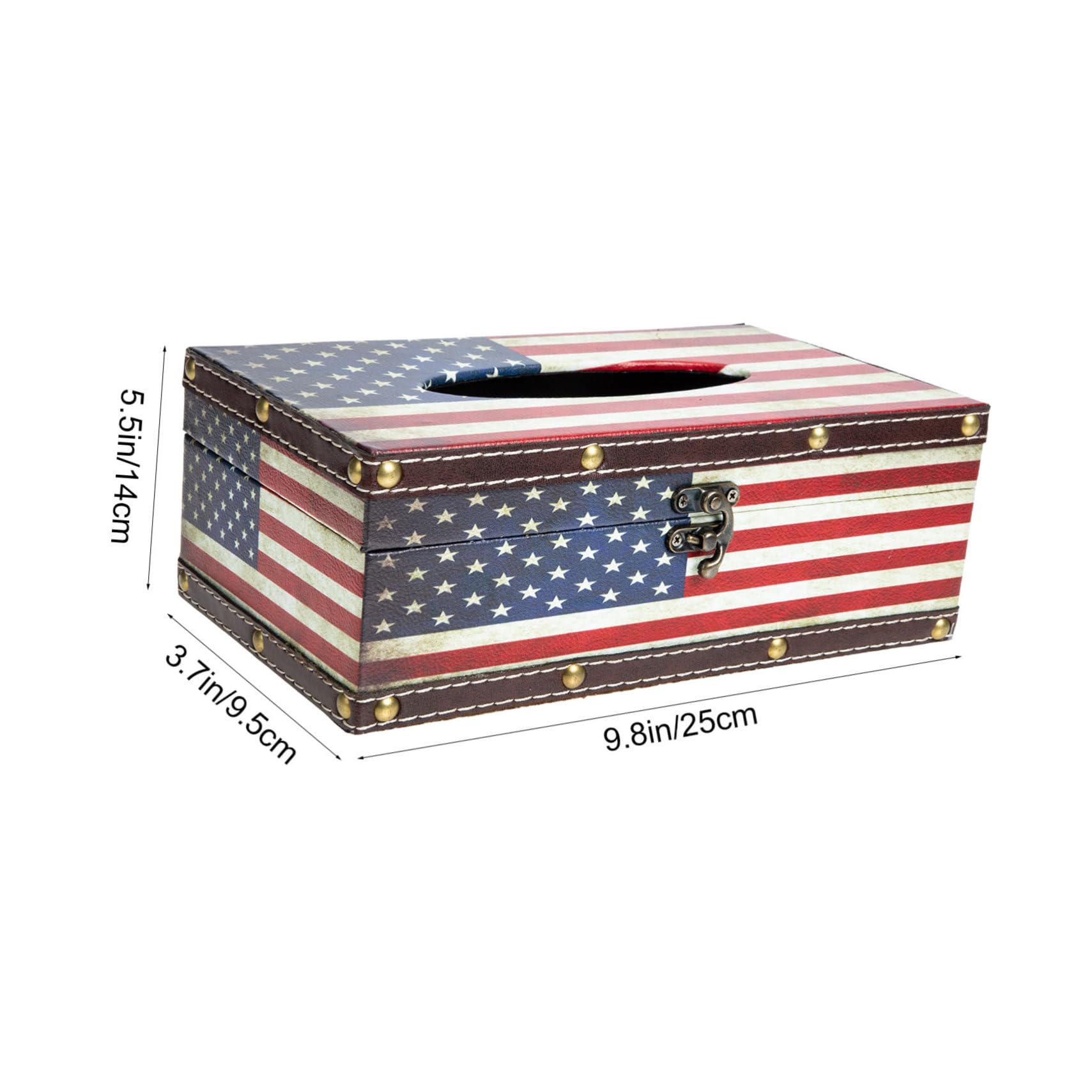 SOLUSTRE Retro Style Tissue Box Cover Vintage Car Tissue Holder Wooden Napkin Box American Flag