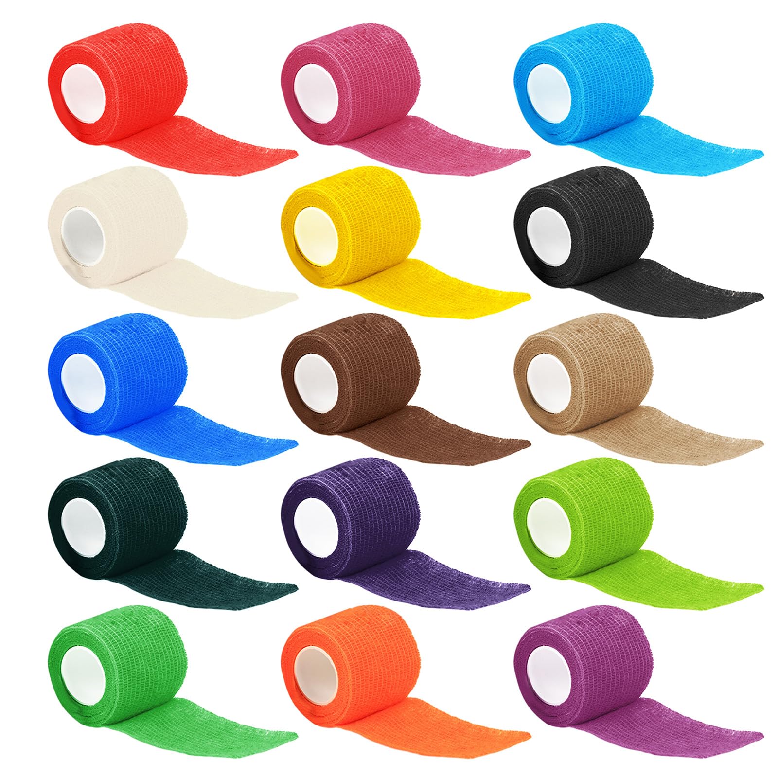 GRABLOOM 5 Pcs Self Adhesive Bandage Cohesive Dog Bandages Elastic Bandage Self-Adherent Tape for Stretch Athletic Sports Wrist 5 Pieces Self Adhesive Bandage Elastic Cohesive Bandage First Aids Tape