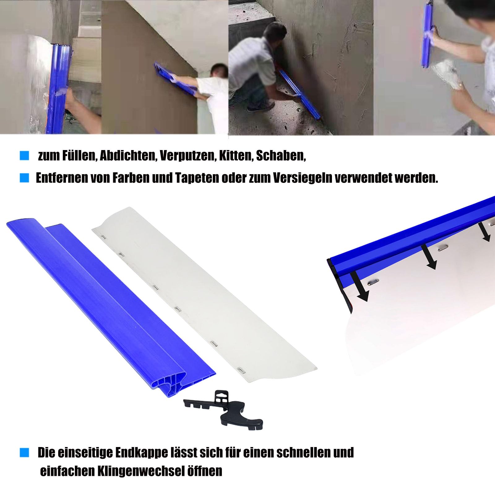 DURDUR Spatola per superfici, lama in acciaio inox, 0,38 mm e 0,5 mm di spessore 80 cm/60 cm/40 cm/25 cm, set di spatole per grandi aree di lavoro, decorazione da parete