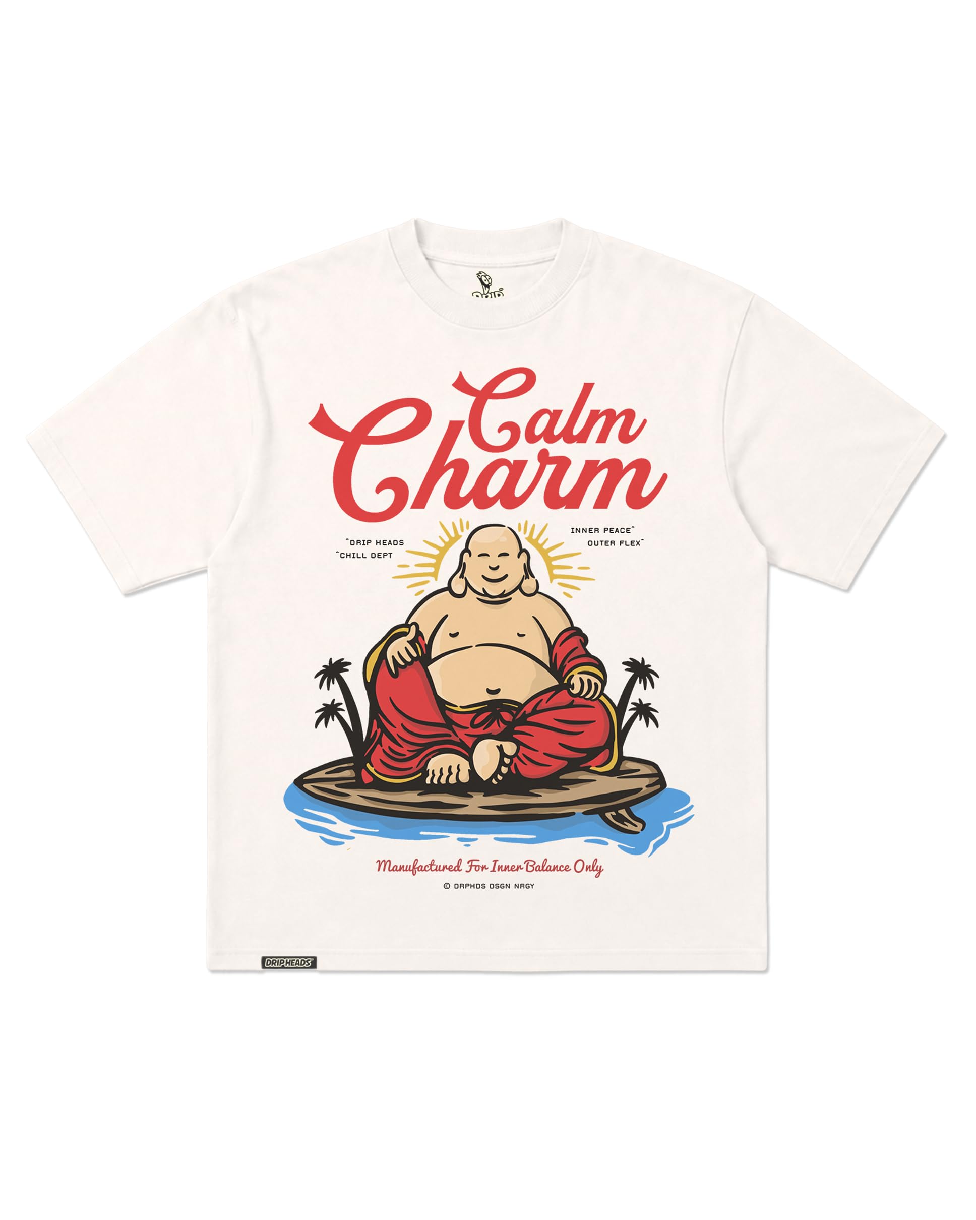 Calm Charm Graphic T-Shirt for Unisex | Oversized Fit | 240 GSM Cotton | Round Neck Half Sleeve Casual Printed Tee | Soft Breathable Streetwear T-Shirt