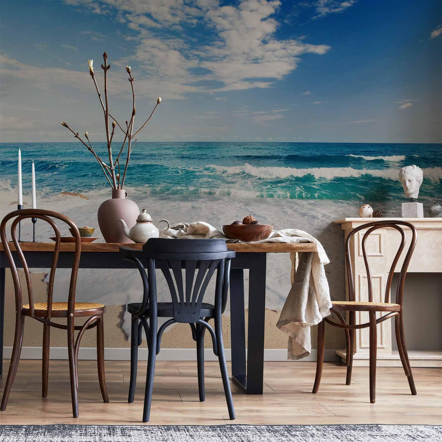murando - Papier peint panoramique paysage 350x256 cm - Revêtement mural décoration pour chambre salon cuisine - Design unique et moderne - Bleu beige gris - c-B-0035-a-a