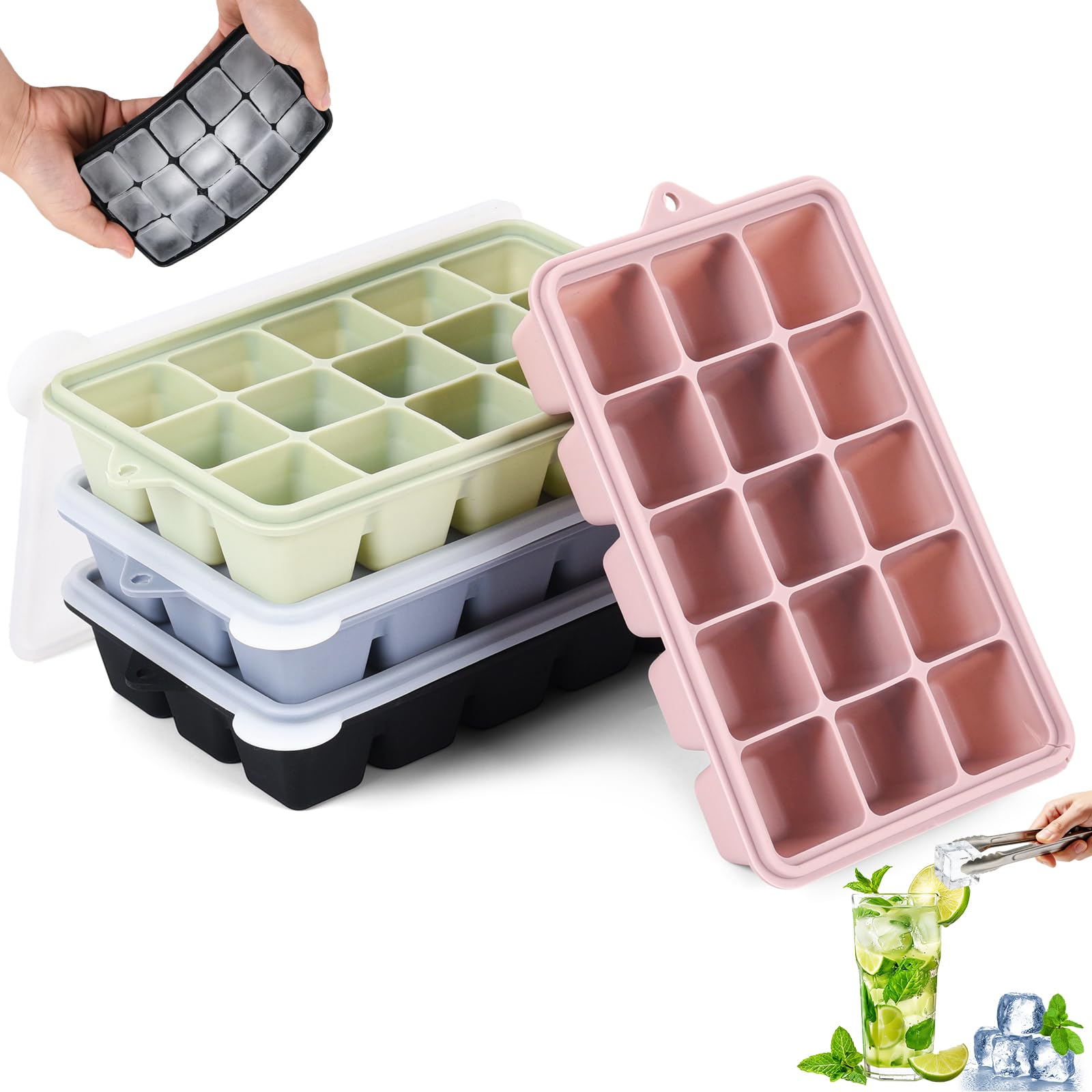 lot de 4 bacs glaçons silicone avec