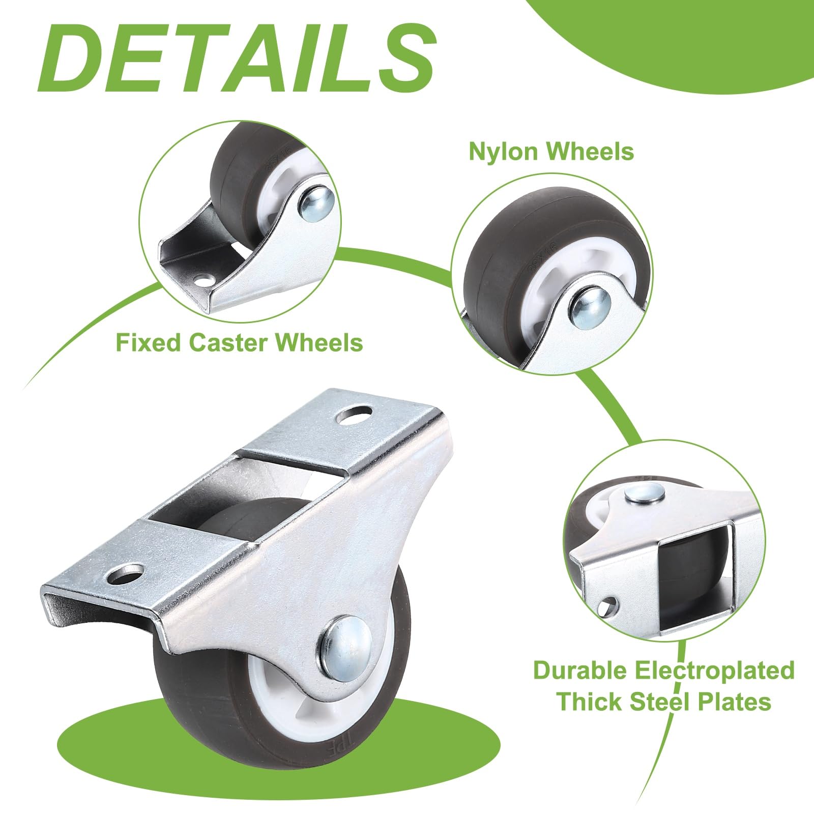 PATIKIL 1.5 Inch Fixed Caster Wheels - Image 3