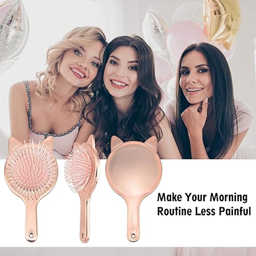 Miniatura 5 de Aethland Juego de cepillo y peine para niños pequeños, cepillo de pelo para niños, 1 cepillo desenredante para cabello rizado y 1 juego de peine de