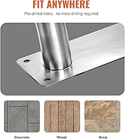 Vista 6 de VEVOR Pasamanos para Piscina, 2 PCS Barandilla de 30x30 pulgadas, Acero Inoxidable con Placa Base para Interiores/Exteriores, Barandilla