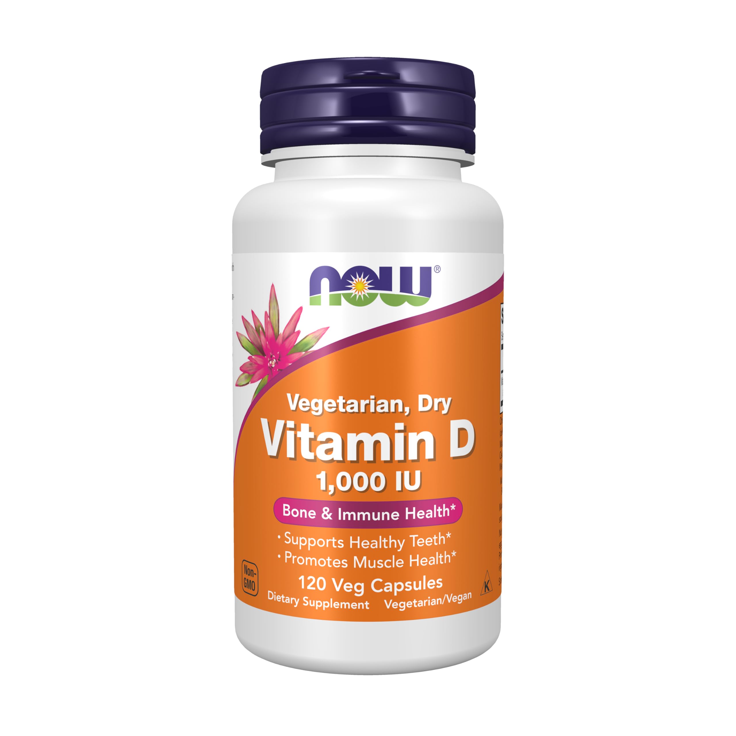 Supplements, Vitamin D 1,000 IU Dry, High Potency, Strong Bones*, Structural Support*, 120 Veg Capsules