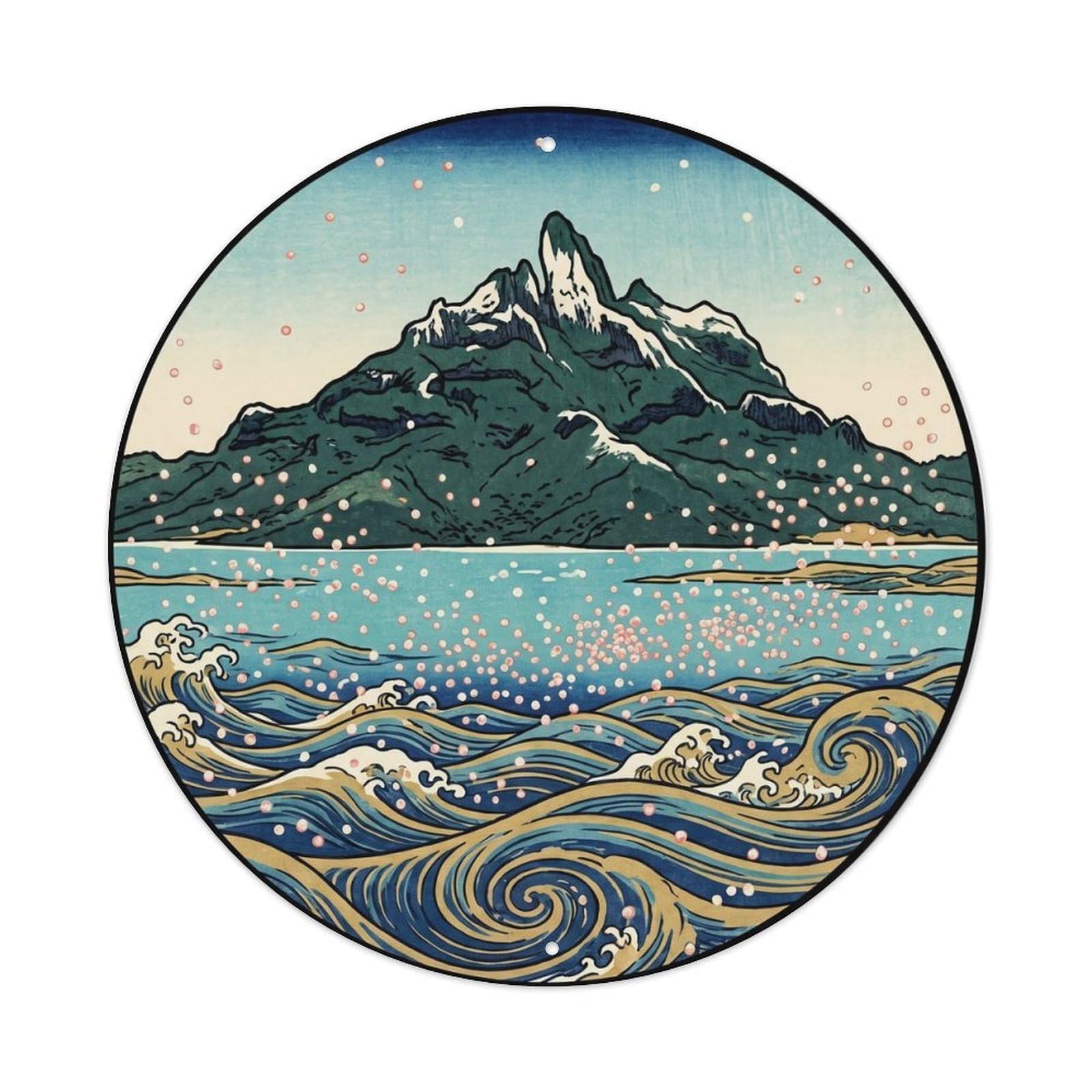 Olhnbad Style Coral Borabora Otemanu Lagoon Spawn Woodblock Metal Tin Sign