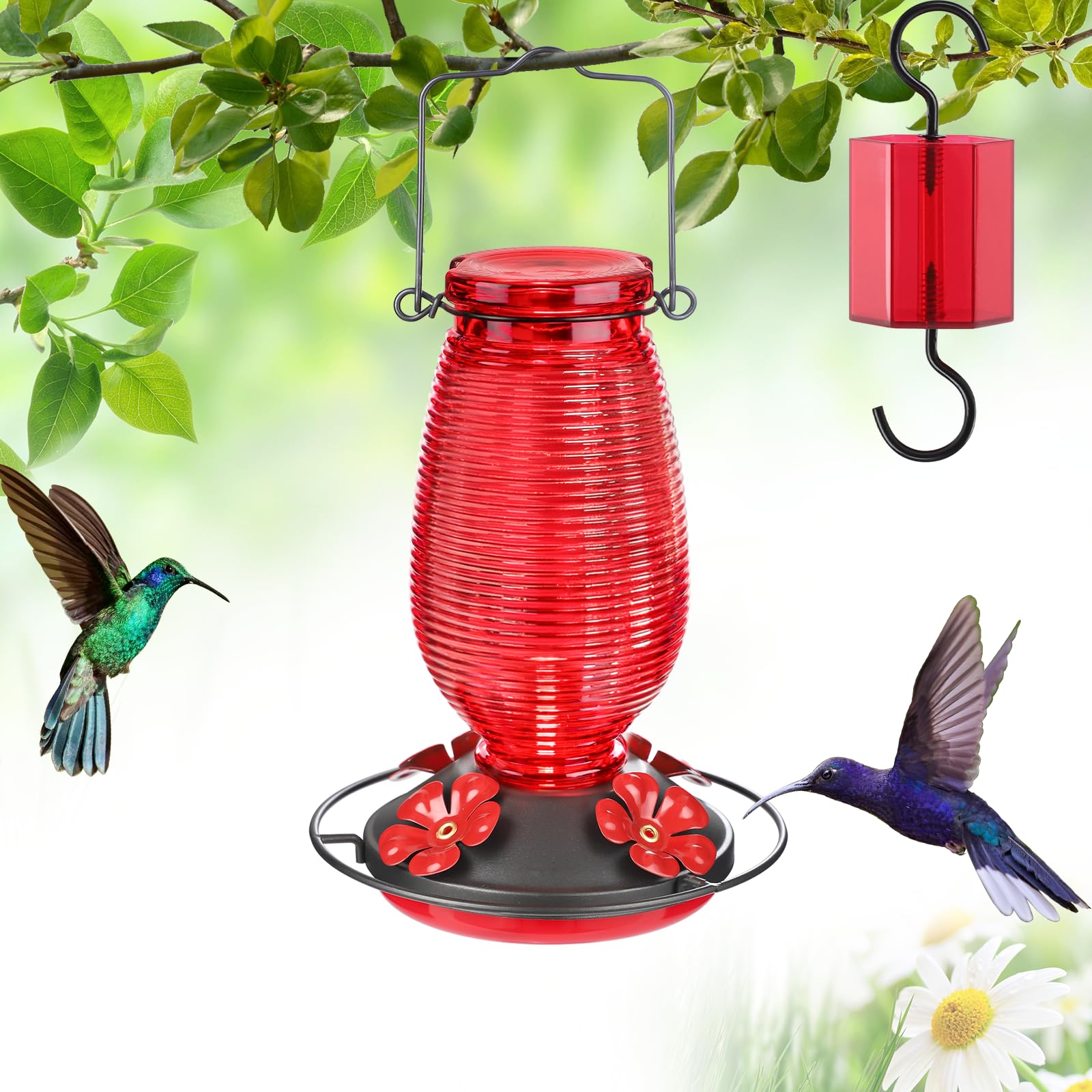 FEED GARDEN 20 oz Glass Hummingbird Feeder