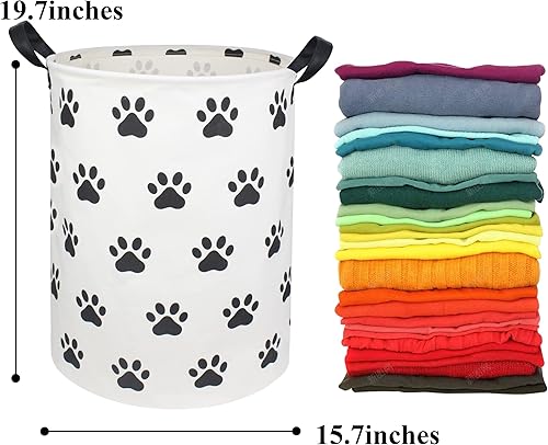 Miniatura 5 de HIYAGON Cestas de lavandería de tela de lona para perro, para decoración de dormitorio, cestas de regalo, ropa, guardería, niños, niños (patas)