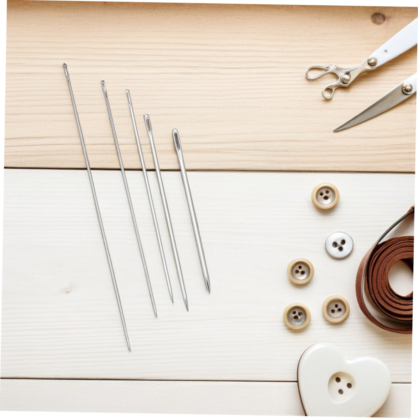 Mipcase 25piezas Aguja de Coser Mano Extra Larga Juego de Agujas para Acolchado y Telas Gruesas Reparación de Manualidades Grande Unidades