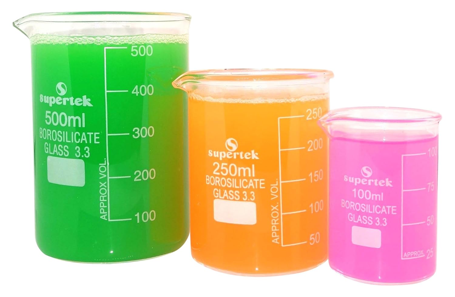 Supertek GLSKT020 Lab Glassware Kit2, Beaker 100 ml, 250 ml and 500