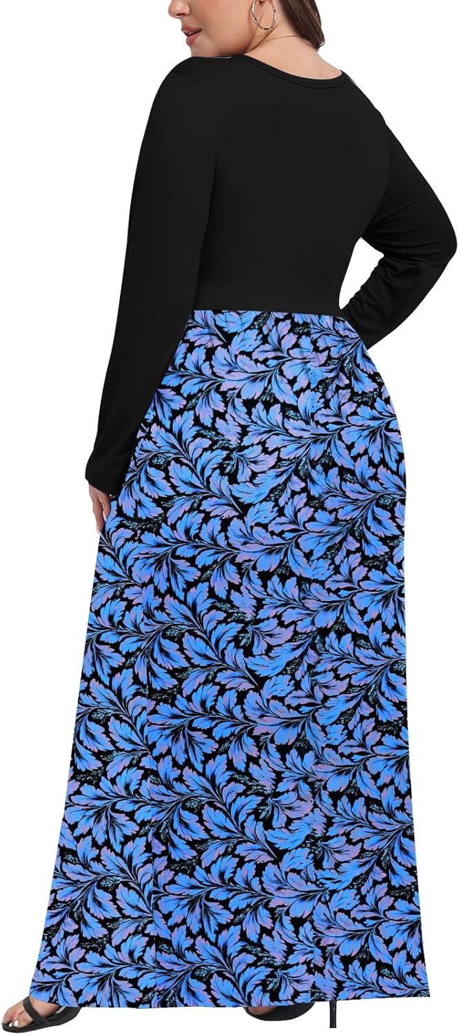 Womens Plus Size Maxi Dresses for Curvy Women Long Sleeve Long Dresses with Pockets 1X-5X - Image 4