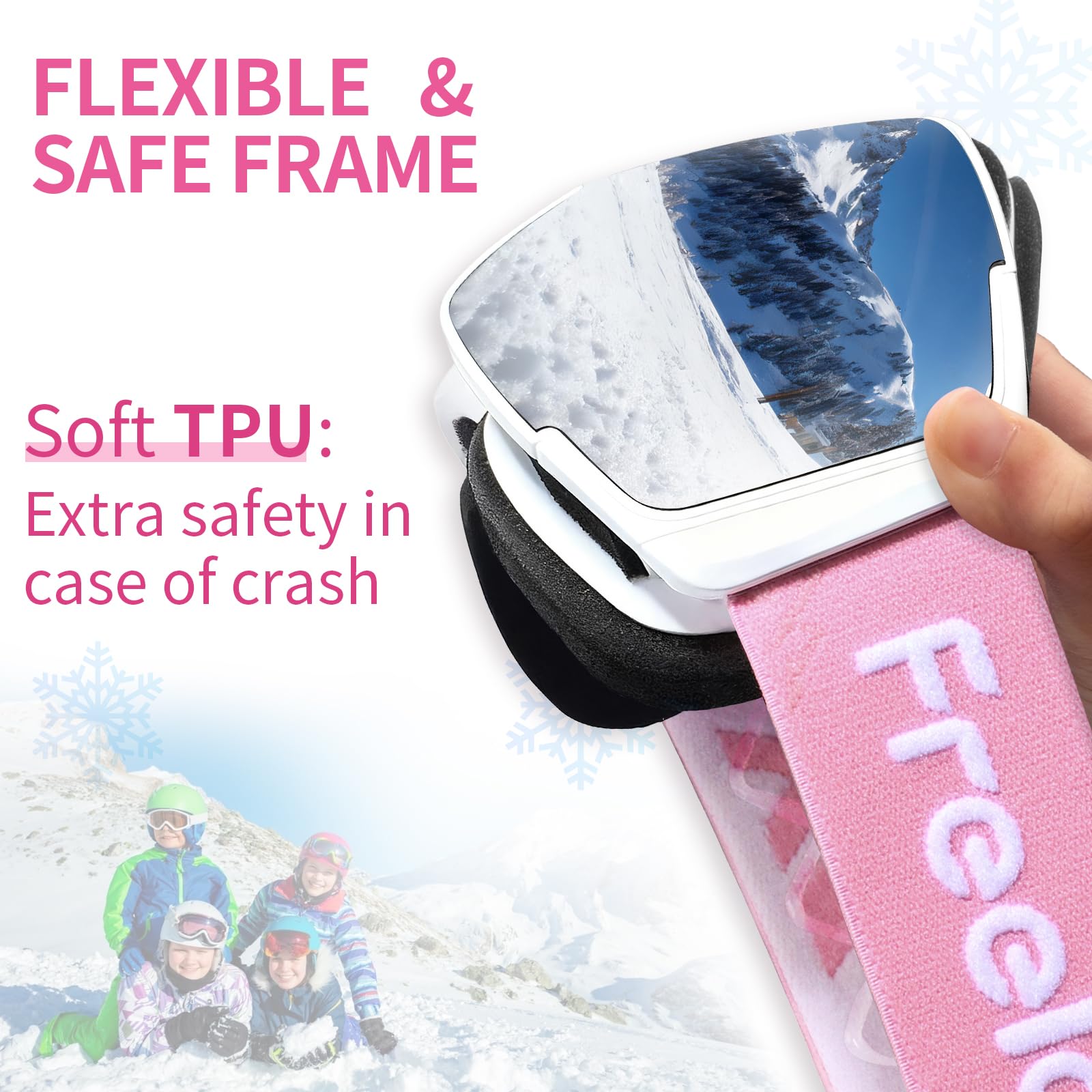 Freela Lunettes de ski et de planche à neige pour enfants (3-14 ans) - Lunettes anti-buée et anti-UV pour filles et garçons
