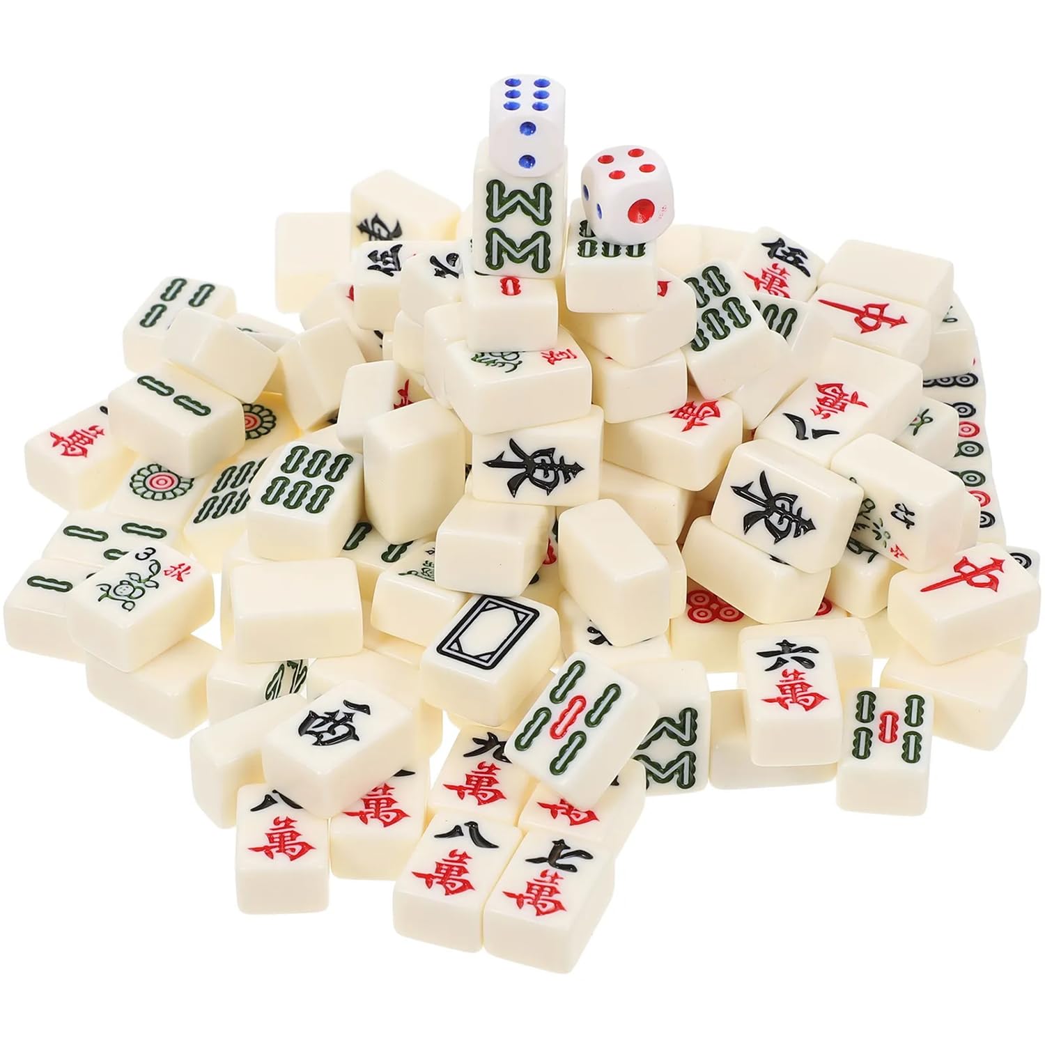 HEYOUTH Mini Mahjong Game, gra mahjong, gra planszowa, tradycyjny chiński zestaw z 144 kamyczkami majong, na wypoczynek w podróży, na imprezę rodzinną