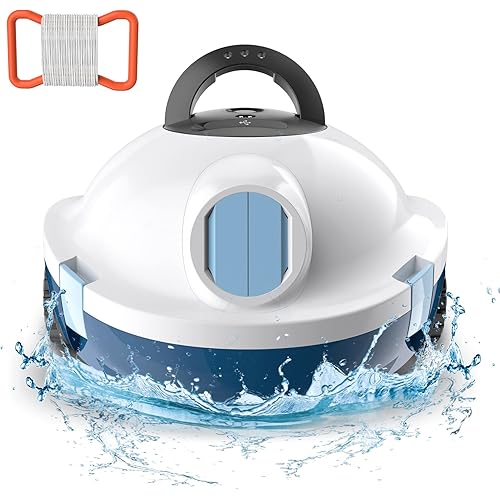 Y10 Cordless Robotic Pool Cleaner Automatic Vacuum - 90 Mins Runtime, Powerful Suction, Self-Parking, Lightweight for Above/Inground Pools Up to 65ft/1100 Sq.Ft (Snow)
