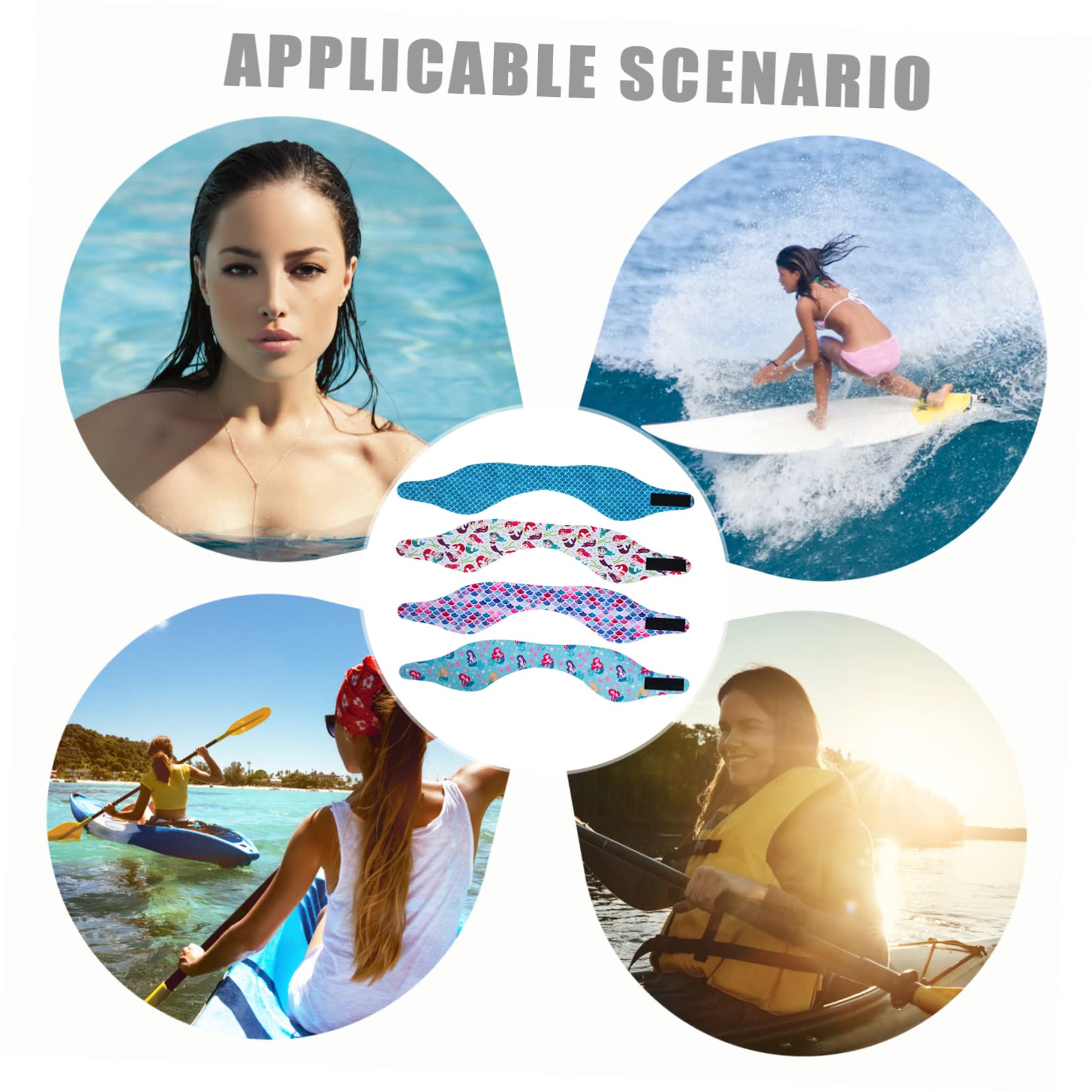 ABOOFAN 3sets Ohr Abdeckungen Gedruckt Stirnband für Schwimmen 4 Stücke * 3