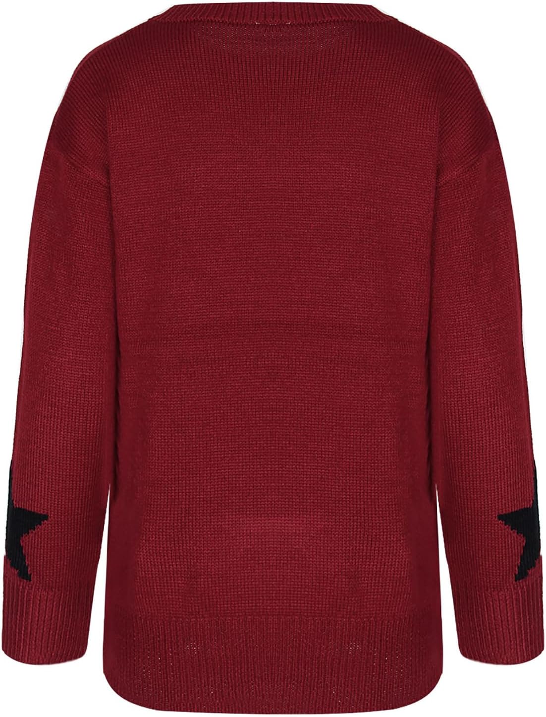 shermie Womens Star Graphic Sweaters Long Sleeve Crew Neck Casual Cable Knit Pullover Sweater - Image 6