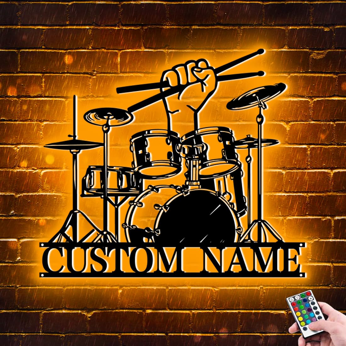 ALICESER Personalized Drum Set Music Metal Light Sign for Wall Art, Custom Drum Performance with Name Metal Neon Sign RGB Led Music Room Decor, Custom Gift for Musicians Christmas Birthday (Style 7)