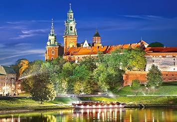 CASTORLAND 1000 Piece Jigsaw puzzle, Wawel Castle by Night, Poland, Royal heritage, Royal Castle, Adult puzzle, Castorland C-103027-2