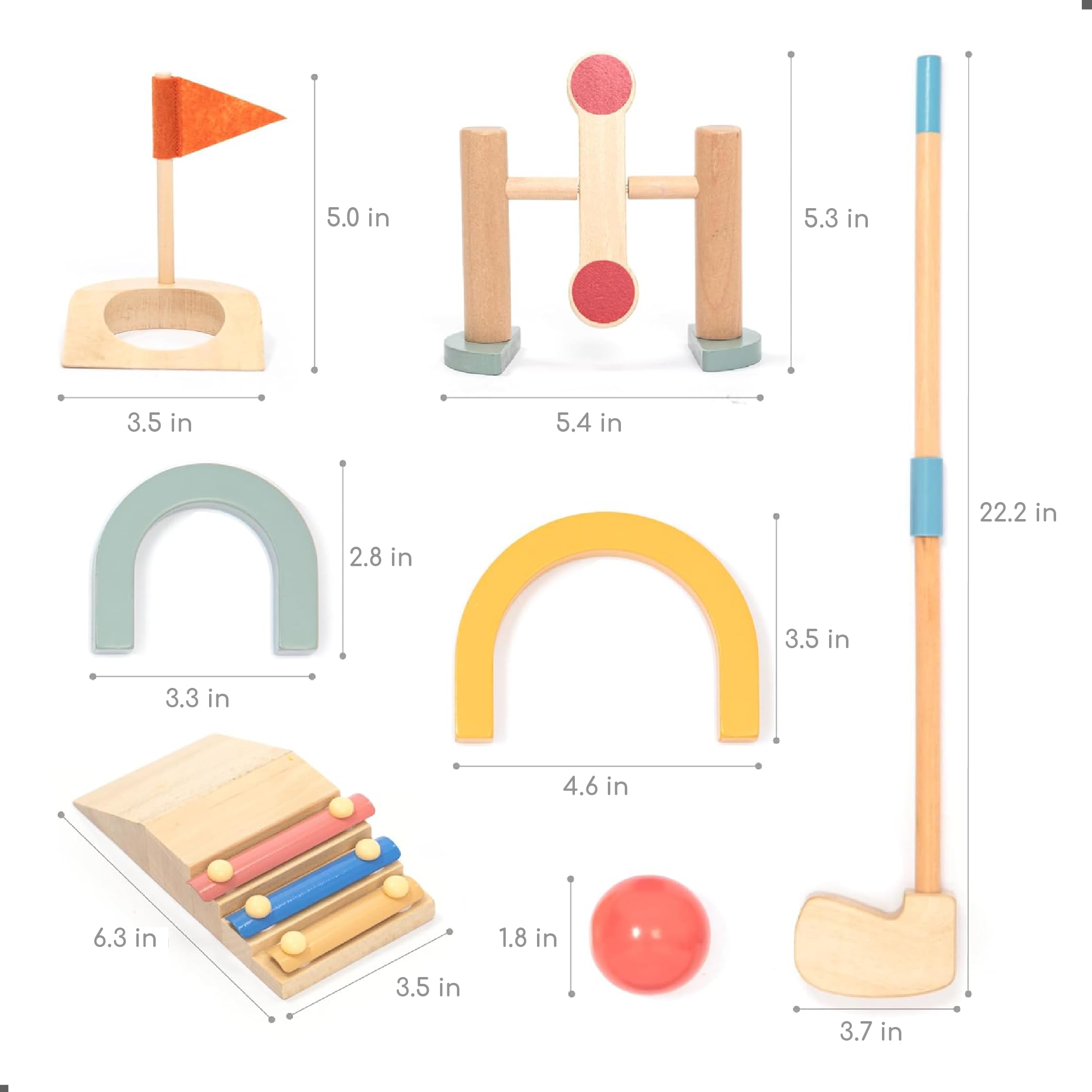 umu(r) Wooden Mini Golf Set for Kids - 6 Obstacles, Indoor and Outdoor Golf Toy with Balls and Clubs - Creative Learning Toy for Boys and Girls Ages 3 4 5 6 - Image 5